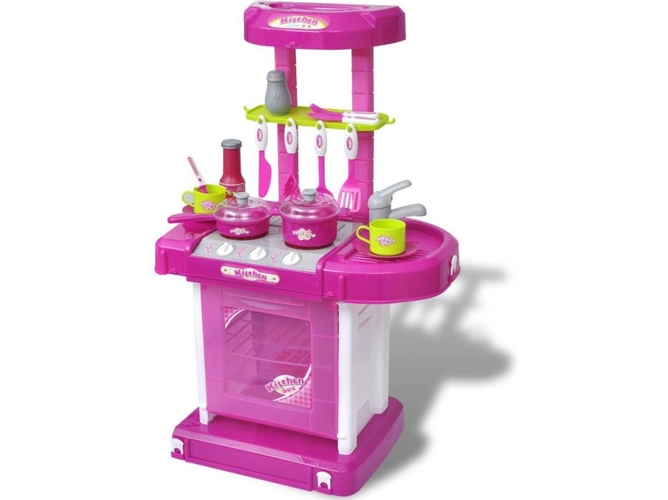 vidaXL Cocinita de juguete para niños con efectos de luz y sonido rosa