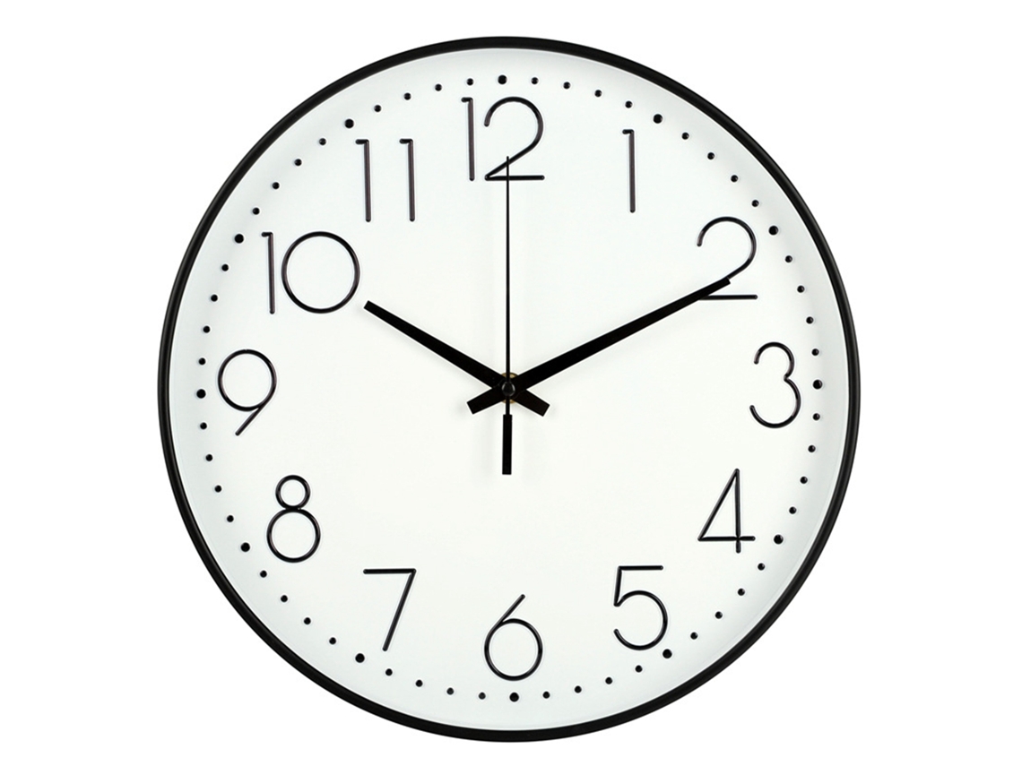 2026-reloj De Pared Silencioso 8 Pulgadas Sin Ticking Decorativo Fácil De Leer Redondo Para Sala De Estar Marco Negro Fondo Blanco Letras Negras