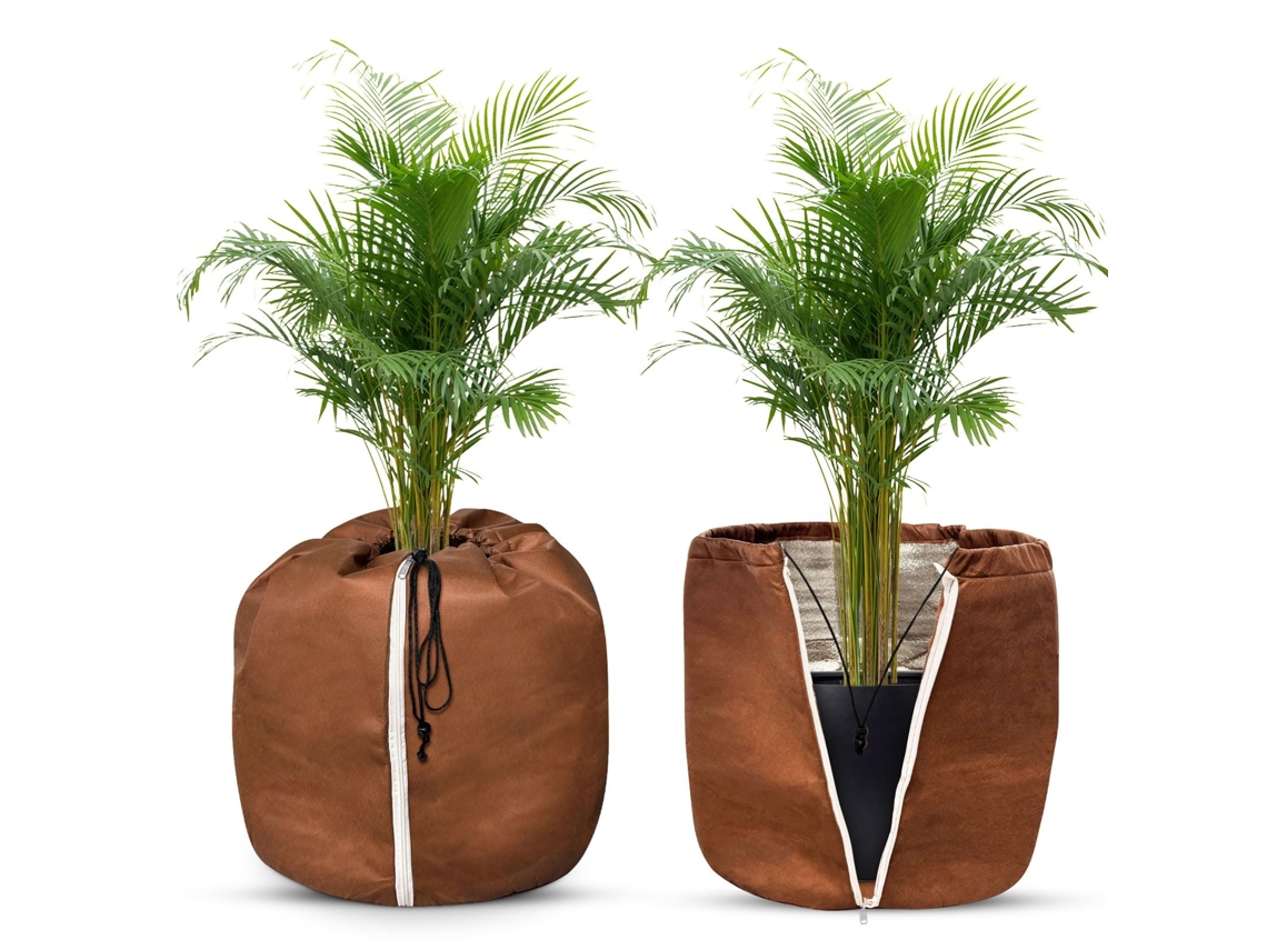 2 fundas térmicas para macetas, 45 x 50 cm, 100 g/m², resistentes a las heladas, con cordón y cremallera, para plantas, arbustos y árboles en macetas Btforus