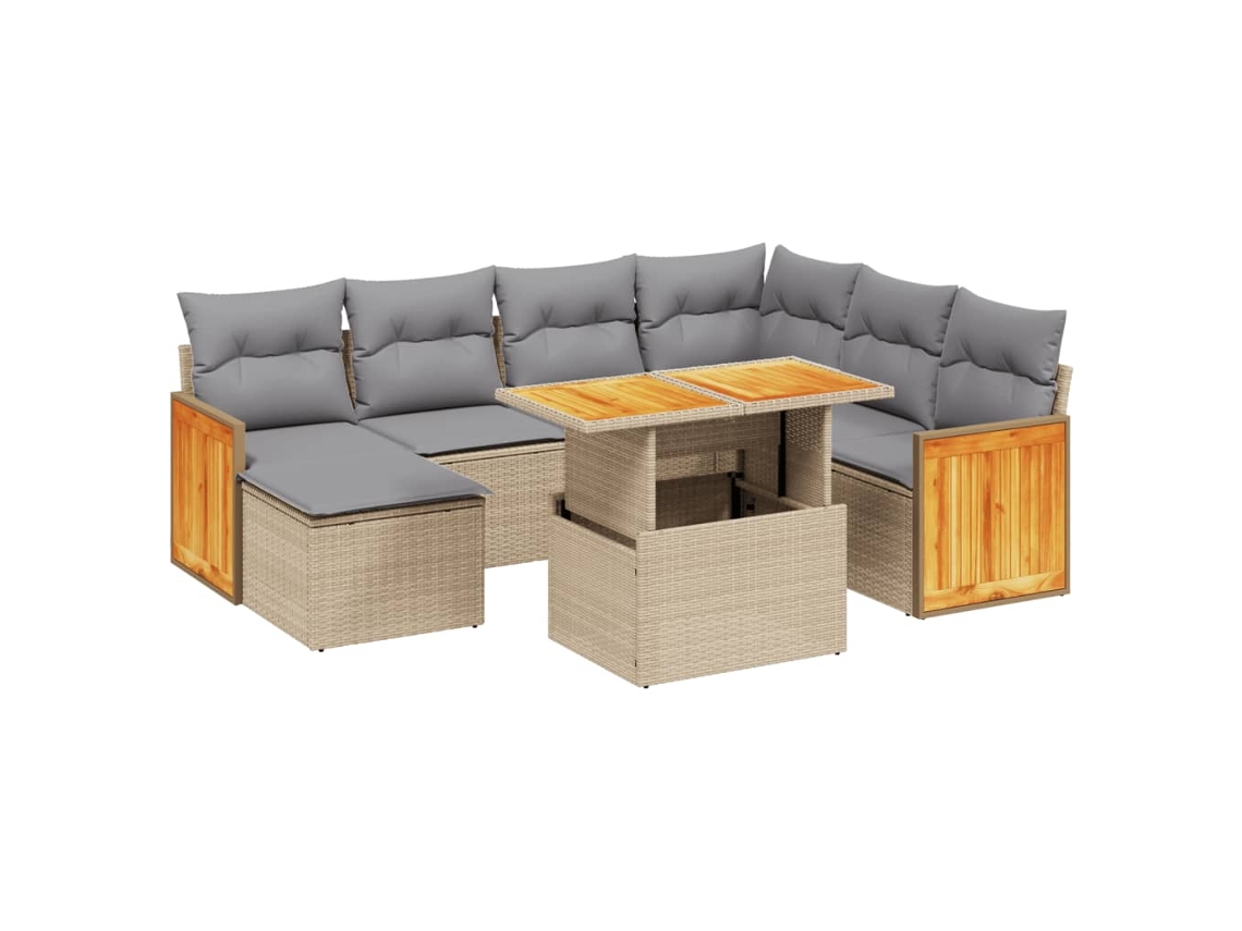 Maison Exclusive - Juego De Sofás De Jardín Con Cojines Beige 8 Pzas Ratán Pe