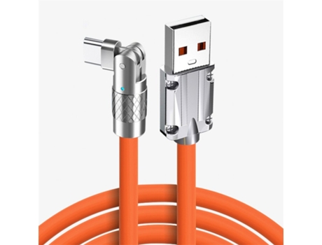 Cargador Carga Rápida Tipo Cabezal Curvo Giratorio Niveles Teléfono Fecha Usb Luz Naranja