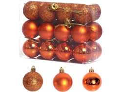Bola Navideña Decorativa Con Purpurina Naranja Hielo, 24 Unidades, 3 Cm, Plástico.
