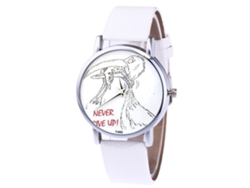 Reloj De Cuarzo De Pareja Con Correa De Cuero Pu Moda Dial Redondo Simple (blanco)