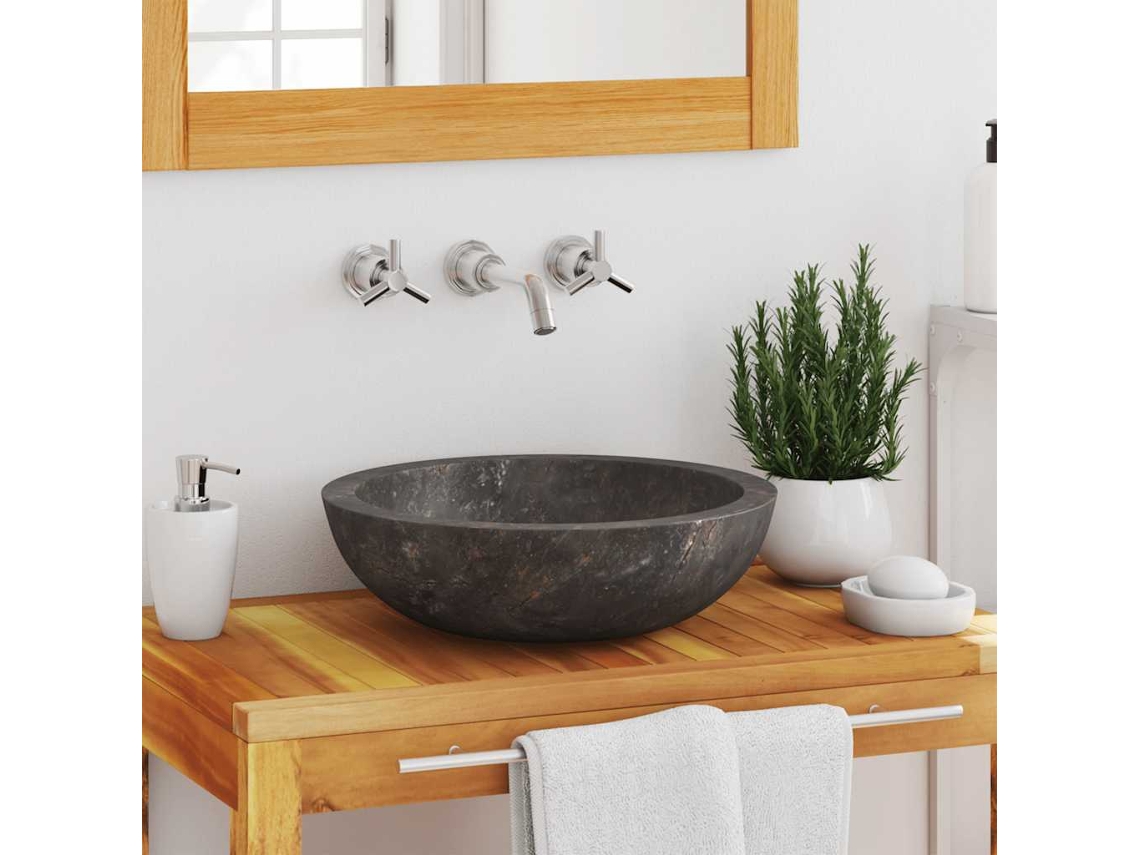 Lavabo Ø40x12 cm Mármol Gris DKD HOME DECOR
