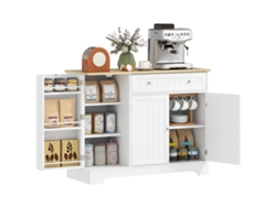 Aparador de cocina con 3 puertas, cajón, estantes en la puerta, estante ajustable, 105x40x83 cm, blanco | Sin marca