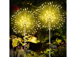 Luz Solar Exterior 2 Peças, 120 Led Luz Solar Exterior À Prova D'água, 8 Modos Fogos Artifício Solares Jardim, Caminhos Relva Terraço