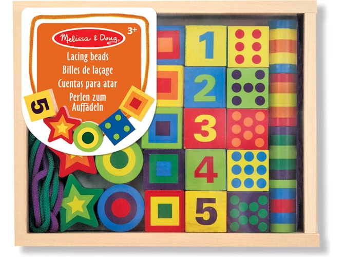 Melissa Doug Lacing beads enlazar figuras y formas 13775 granos mortaja juguete deluxe pounding