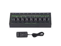 Amplificador De Fones De Ouvido 8 Canais Portátil Com Controle Independente E Luz Rgb Para Mixer Plugue Eu 100-240v