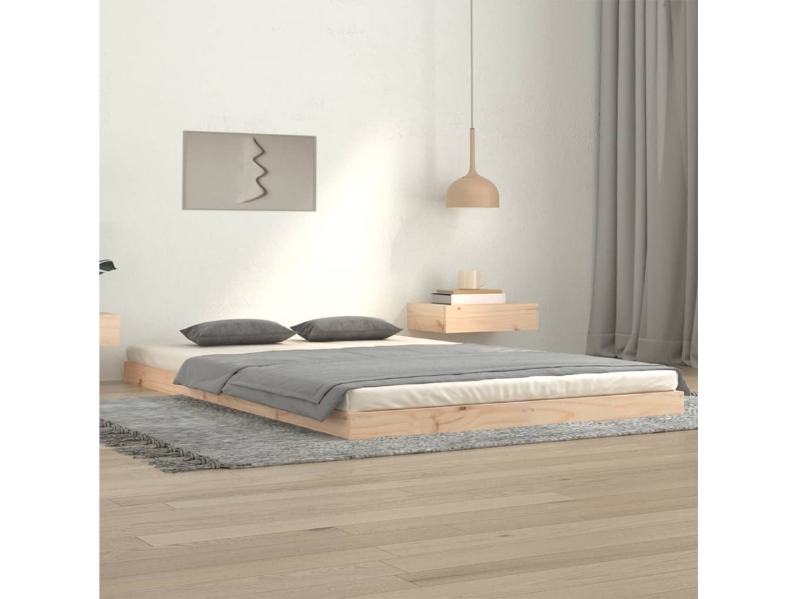 Estructura de cama sin colchón madera de pino maciza 120x200 cm