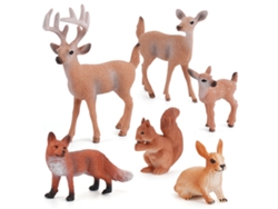 6 Figuras De Animales Del Bosque En Miniatura, Juguetes Educativos De Pvc.