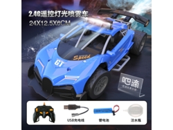 Aerosol para coche deportivo RC de 2,4 g con luces y música, simulación realista, regalo para niños, azul claro. Aeuzwr