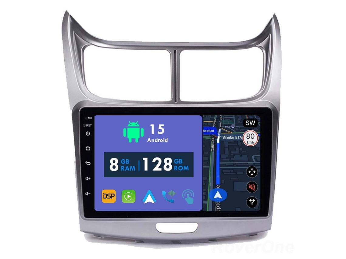 Coche Radio Android Auto Autoradio 8GB RAM 128G ROM CarPlay Navegación GPS Pantalla Táctil RoverOne para Chevrolet Sail 2009 - 2013 