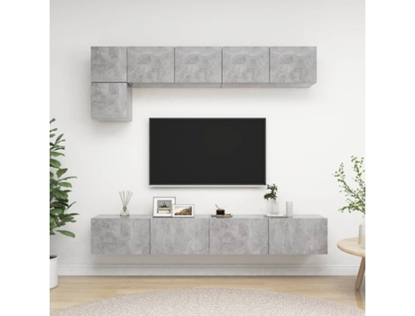 Conjunto 5 de muebles de salón VIDAXL madera ingeniería gris hormigón