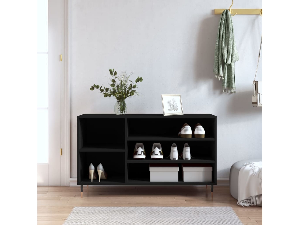 Mueble Zapatero | Armario Zapatero Madera Contrachapada Negro 102x36x60 Cm