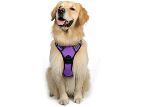 Arneses para mascotas con collar para perro, chaleco Oxford reflectante ajustable, clips para correa delantera/trasera, morado - S ZMDECQNA