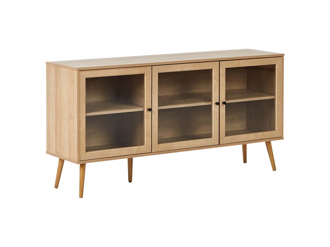 Aparador de 3 puertas Albany de Beliani en tablero de partículas de madera clara 150x40x76