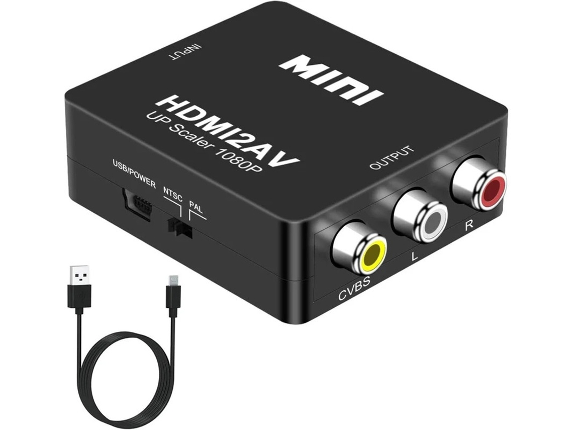 Adaptador convertidor HDMI a RCA CVBS compuesto de 1080p compatible con Xbox, TV, Roku, Fire Stick, PC/portátil PAL/NTSC, Plug &amp; Play Bestvite
