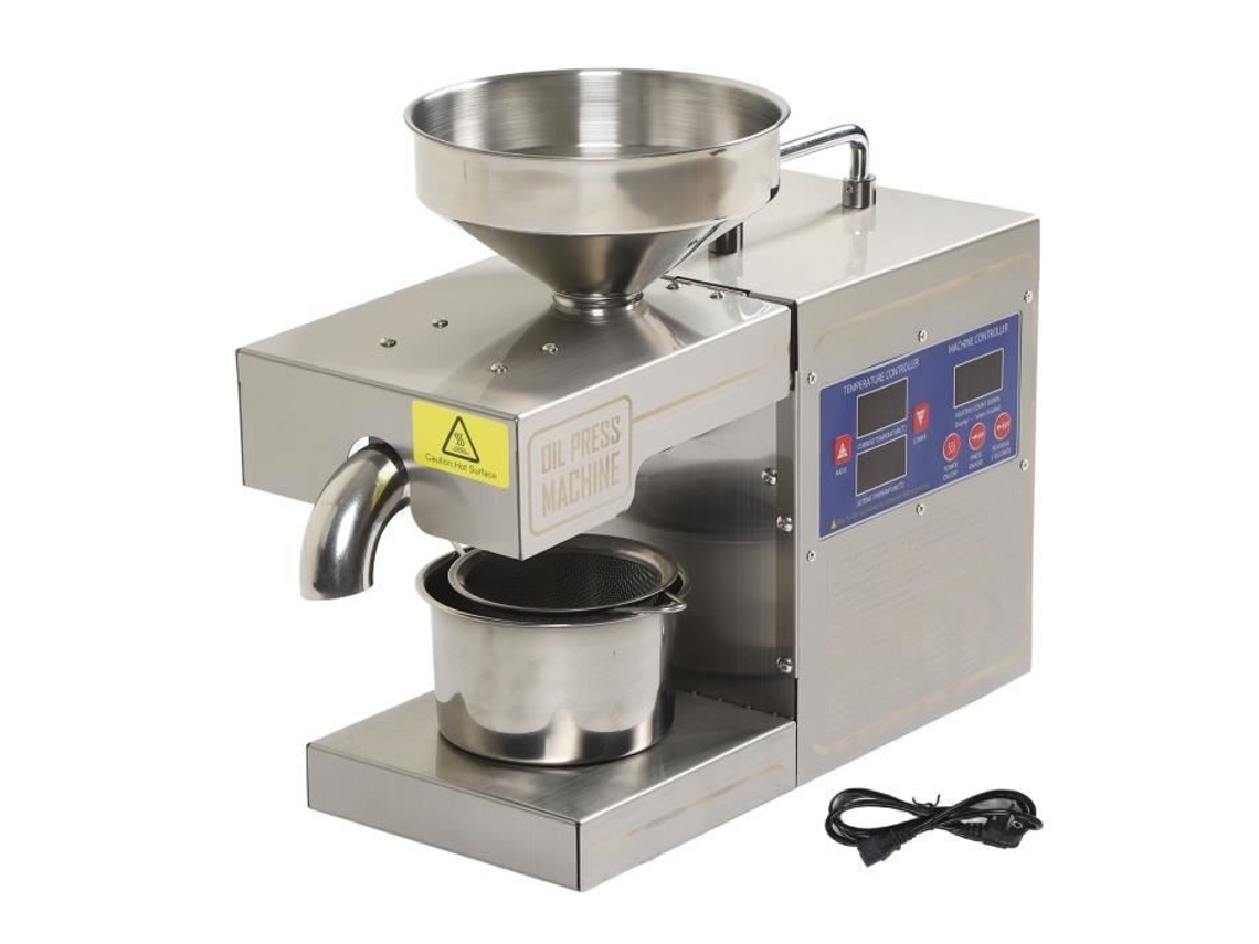 HURRISE Extractor eléctrico automático de prensa de aceite de acero inoxidable para cocina casera