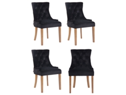 Juego de 4 sillas de comedor Aberdeen terciopelo negro/claro antiguo CLP