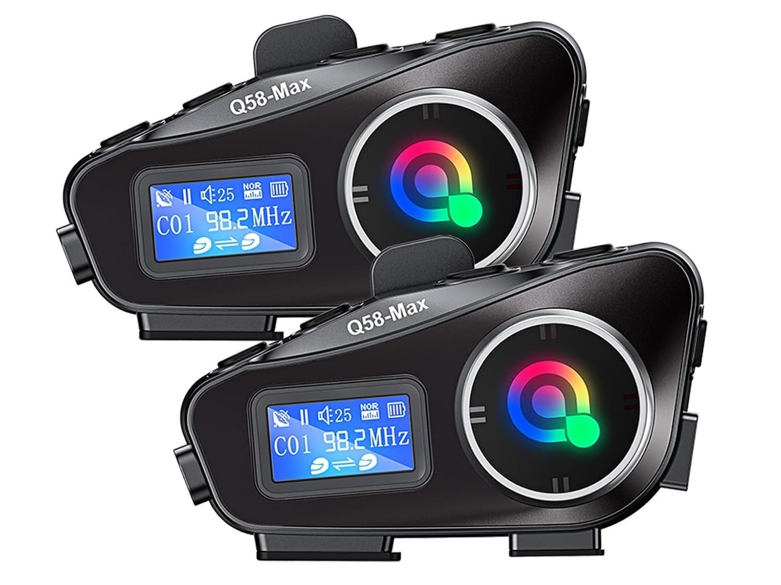 Intercomunicador Bluetooth Para Casco De Motocicleta (2 Unidades), Ip65, Resistente Al Agua, Con Cancelación De Ruido (negro)