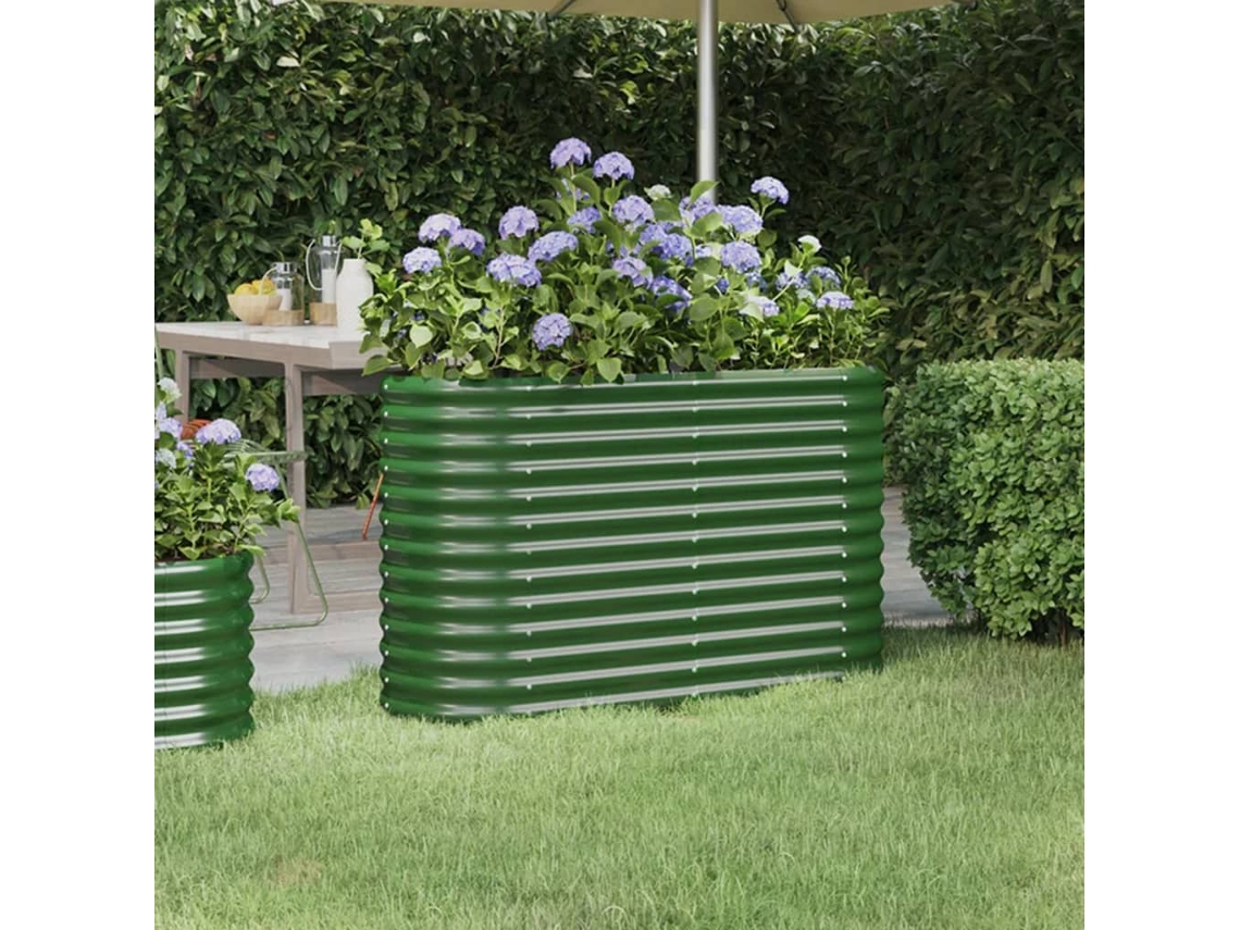 Jardinera elevada de acero recubierta de polvo verde (114 x 40 x 68 cm) DKD Home Decor
