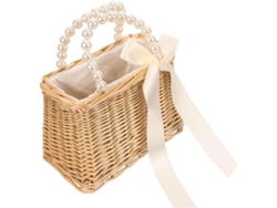 Elegante Bolso De Playa De Paja Con Cuentas Para Mujer: Práctico Y Portátil.