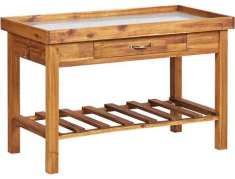 vidaXL Mesa de cultivo de jardín madera maciza acacia tablero de zinc
