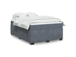 Cama Box Spring Con Colchón Terciopelo Gris Oscuro 160x200 Cm