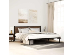Estructura De Cama Sin Colchón Metal Roble Marrón 193x203 Cm