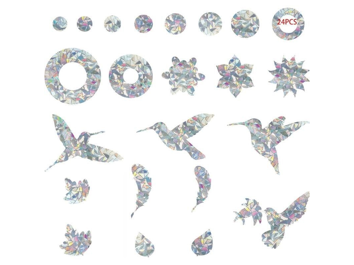 Stickers Anti-colisión Para Ventanas Aves Silueta Protección Vidrio 24 Piezas 2 Sets