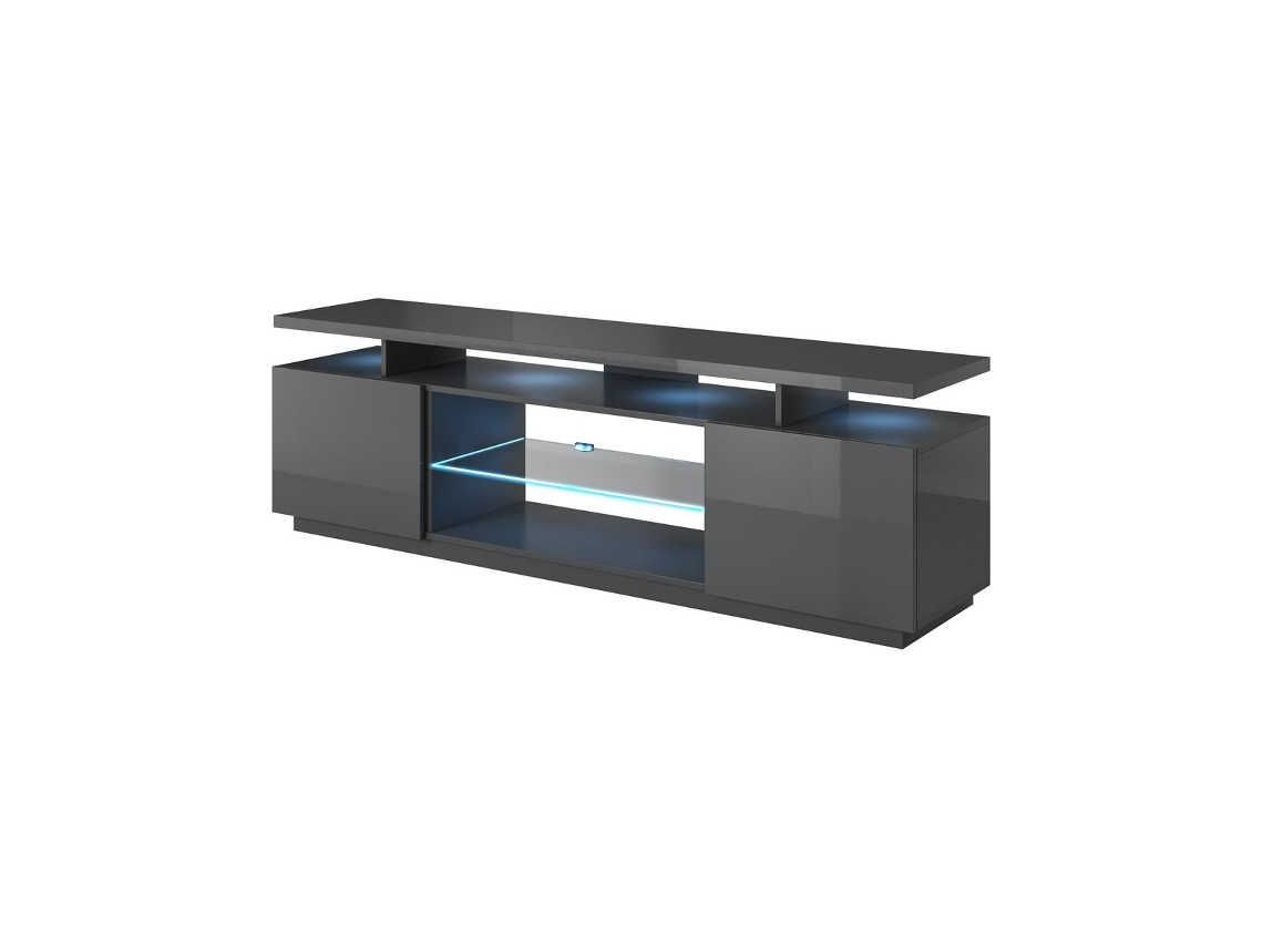 Mueble de TV CAMA MEBLE EVA RTV GR/GR Transparente Grafito Madera MDF 180x56x40 cm