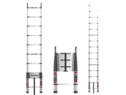 Escalera telescópica de altura regulable, diseño en forma de A, 4,4 m con ganchos.