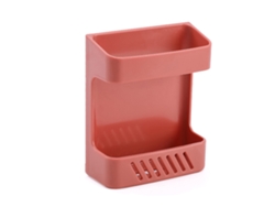 Soporte De Pared Para Mando A Distancia Y Teléfono, No Requiere Taladrar, Caja De Almacenamiento Multifuncional, Rojo.