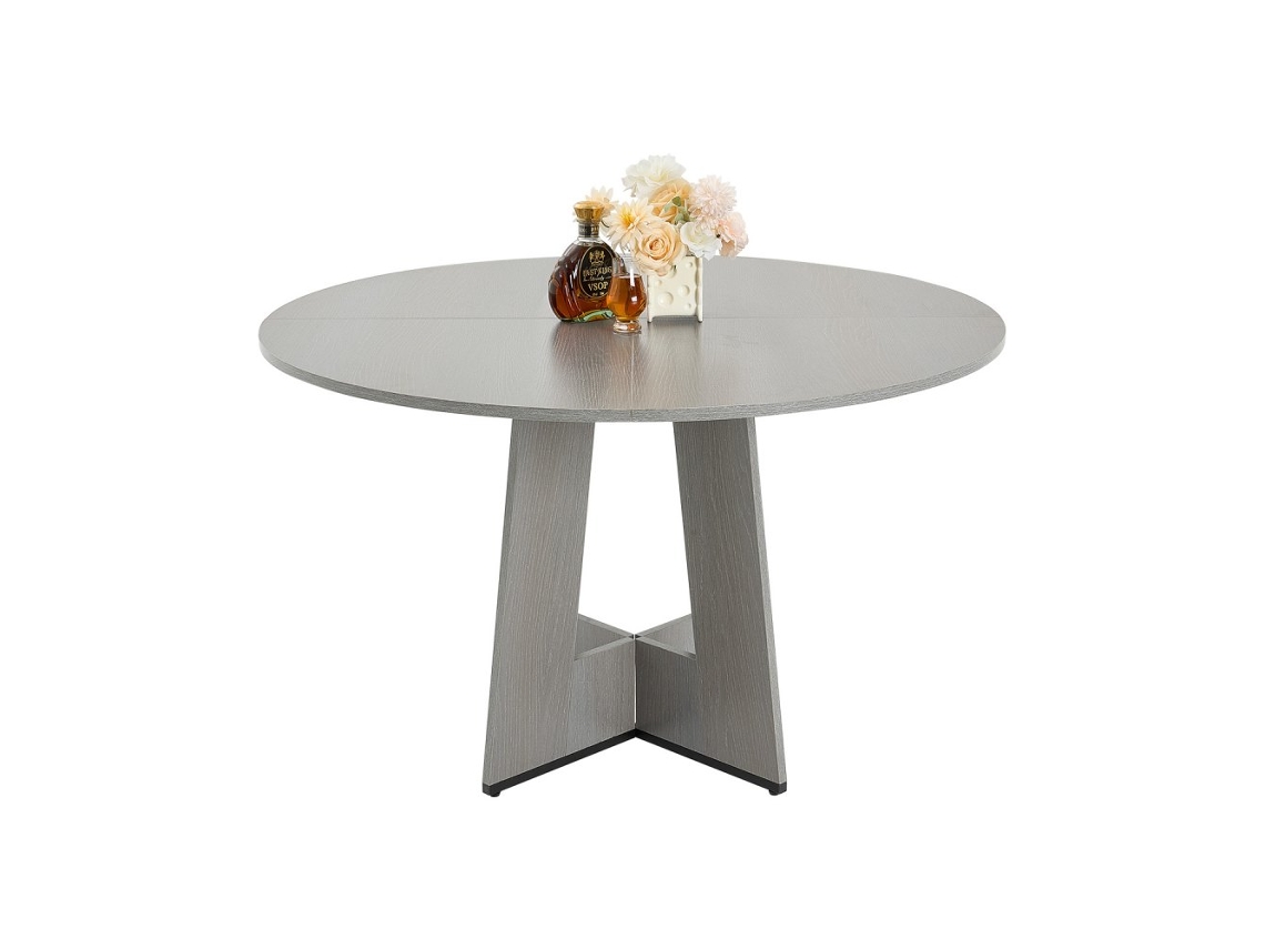 Mesa de Comedor Redonda de 120 cm en MDF Laminado Resistente Gris, Tekmaquinas