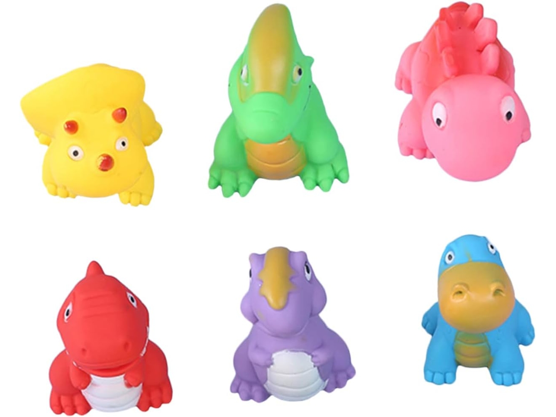 Juego De 6 Juguetes De Baño Con Forma De Dinosaurio: Juguetes Resistentes Y Compactos Para Apretar.