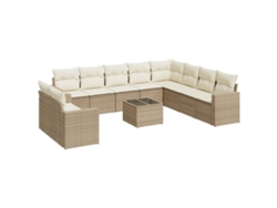 Maison Exclusive - Set De Sofás De Jardín 11pzas Con Cojines Ratán Sintético Beige