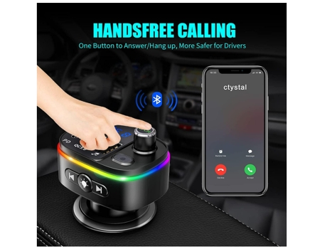 Adaptador Bluetooth para automóvil / Transmisor FM, Chronus PD3.0 Tipo C 18W QC3.0 Cargador rápido para automóvil, Soporte para llamadas manos libr...