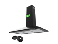 Ciarra Campana Extractor De Pared 90cm 370m³/h A++ Recirculación Con Filtros De Carbón (2 Piezas) Y Exaustión Externa 3 Modos Negro 201bk90