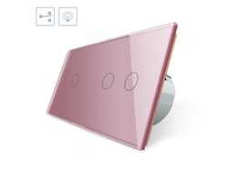 Conmutador 2 Módulos Táctil Botones Frontal Rosa LEDBOX