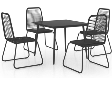 Conjunto 5 de comedor de jardín de VIDAXL PVC ratán negro