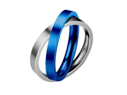 2026-anillo De Compromiso Intercambiable De Acero Inoxidable Diy Apilable Plata+azul Talla 7