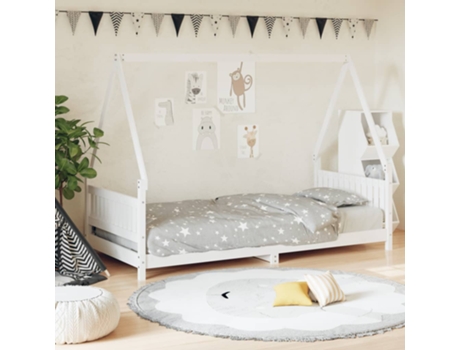 Estructura De Cama Infantil VIDAXL Blanco Madera (90x200 cm)