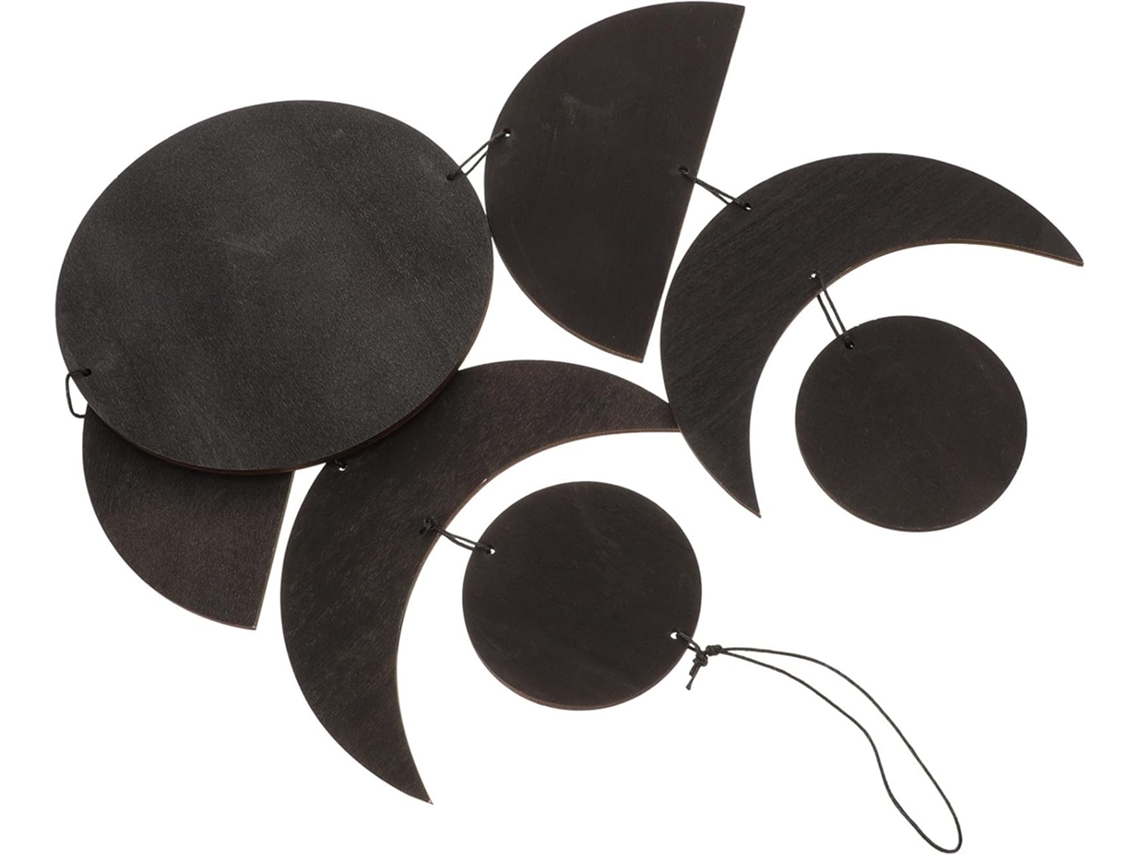 Té, Decoración, Adorno De Pared De Madera Con Fases Lunares Rústicas De Madera Negra