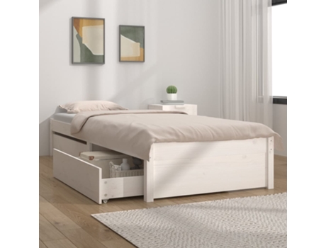 vidaXL Estructura de cama con cajones 90x190 cm 3FT individual blanco