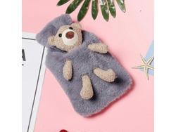 Bolsa De Agua Caliente Con Funda Suave De Oso Para Saco De Dormir 1l Gris