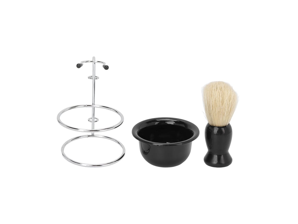 Kit De Barbear Profissional Com 3 Peças: Escova, Bacia E Suporte Para Homens