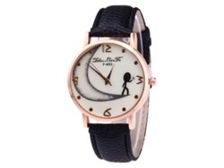 Reloj Analógico De Cuarzo Para Mujer Y Hombre Con Correa Pu Dial Luna Negra