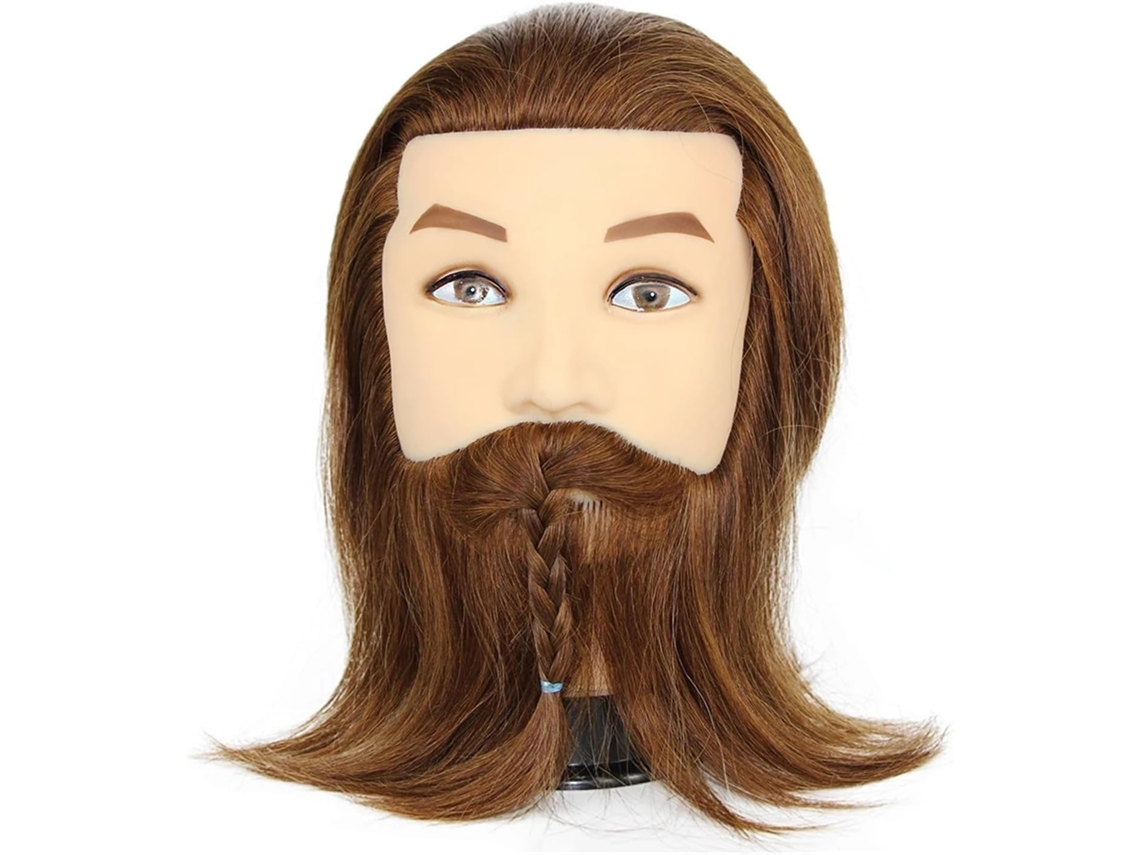 Cabeza De Maniquí Masculino Hecha De Cabello Humano Real Con Barba, Corte De Pelo Y Peinado. Escuela