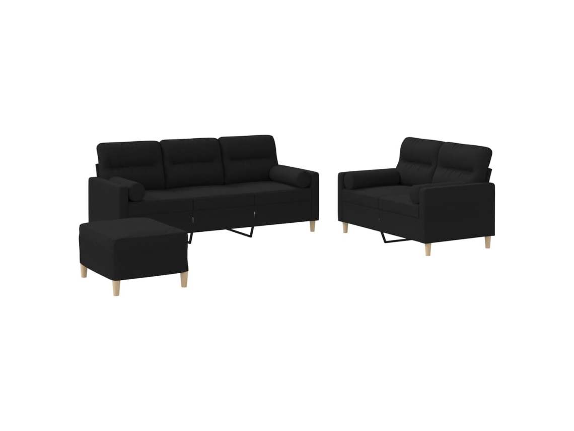 Maison Exclusive - Juego De Sofás Con Cojines 3 Piezas Tela Negro