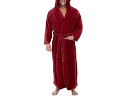 Traje De Baño Largo Con Capucha De Forro Polar Cálido Para Hombre, Ropa De Dormir De Invierno S202412242458
